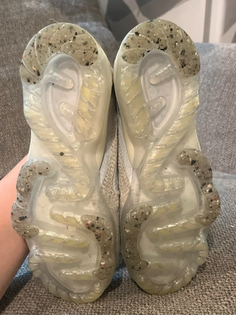 Nike Women's Cream/Light Grey Flyknit VaporMax Sneakers